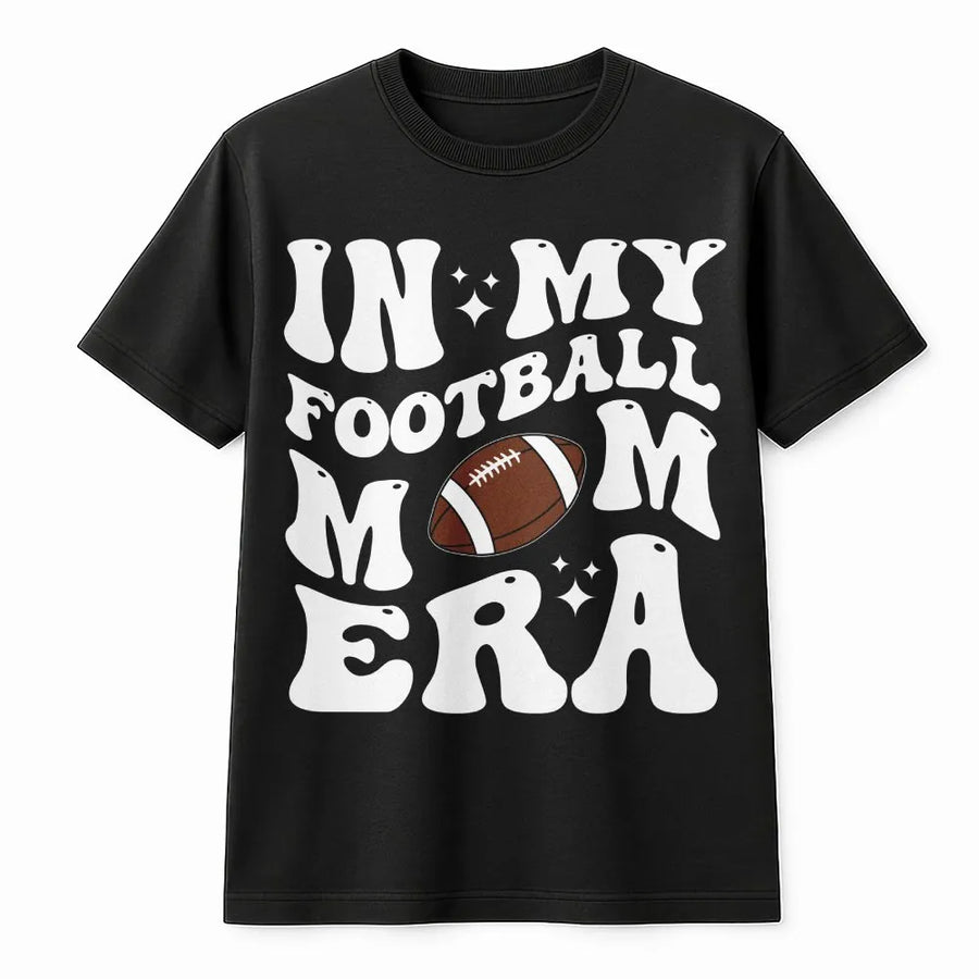 In My Football Mom Era T-Shirt | Retro Groovy Typography Graphic | 100% Cotton Premium Tee | Game Day Outfit Gift For Football Fans
