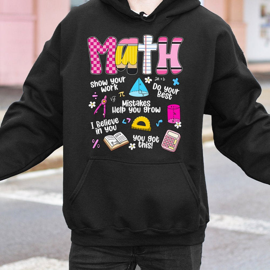 Math Teacher Hoodie | Retro Groovy Mathematician Graphic | Premium Cotton Blend | Back To School Gift For Teachers And Students
