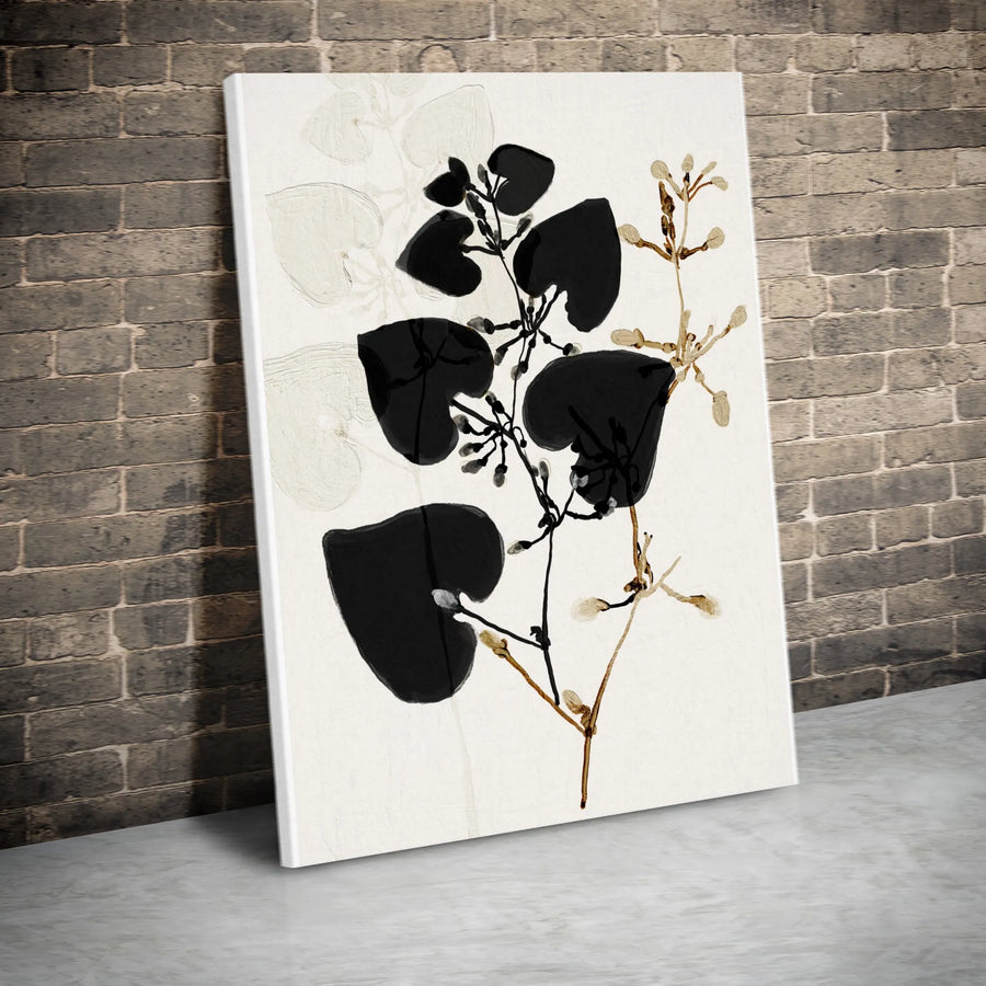 Minimalist Botanical Canvas Art | Abstract Black and White Plant Print | Premium Gallery Wrapped Canvas | Modern Living Room Wall Decor