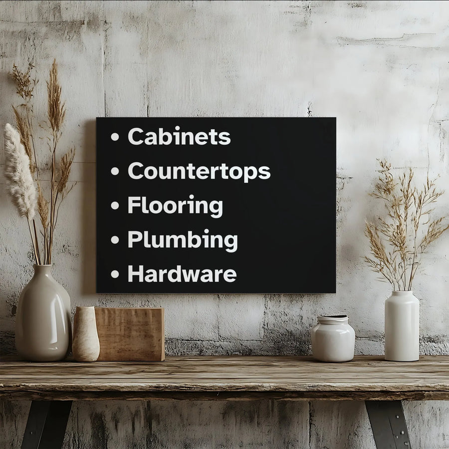Contractor Services List Canvas | Modern Black & White Typography | Premium Gallery Wrapped Canvas | Office Decor for Home Builders & Remodelers
