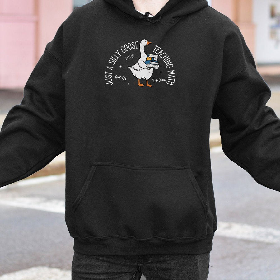 Math Teacher Hoodie | Silly Goose Funny Math Graphic Print | Premium Cotton-Poly Blend Sweatshirt | Unique Educator Appreciation Gift for Her