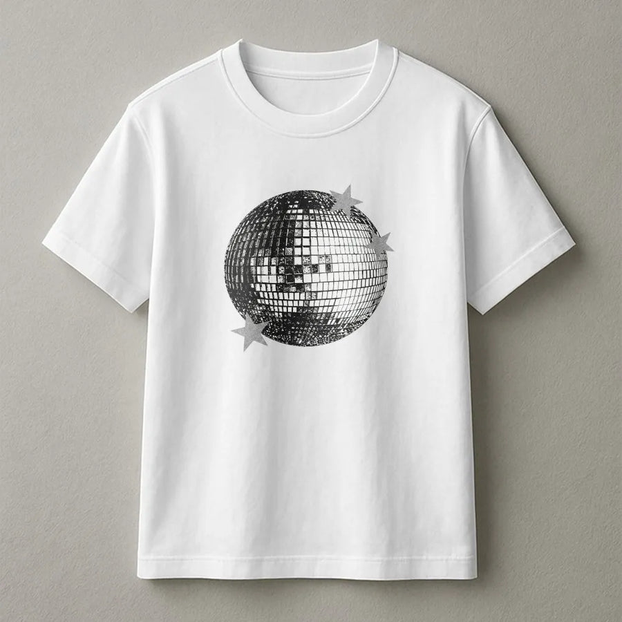 Retro Disco Ball T-Shirt | Y2K Music Festival Graphic Pullover | Premium Cotton Blend | Cozy Concert Outfit Gift for Women & Men