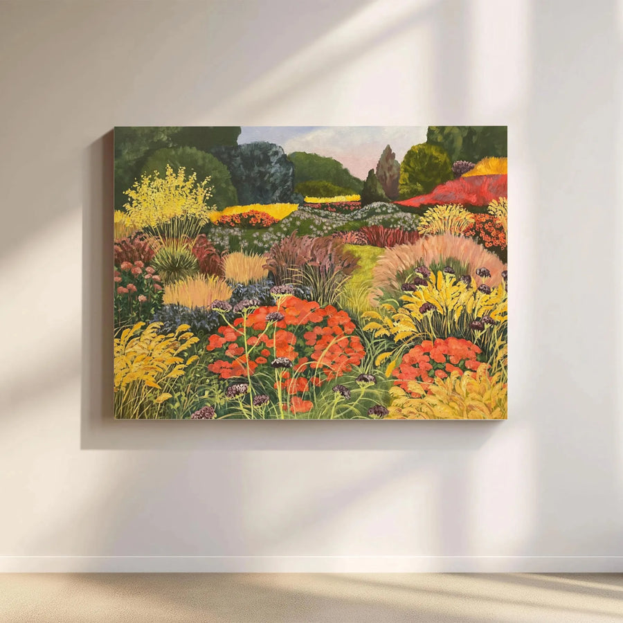 Flower Garden Canvas Wall Art | Vibrant Wildflower Meadow Painting Print | Premium Fade-Resistant Canvas | Living Room & Bedroom Decor Gift