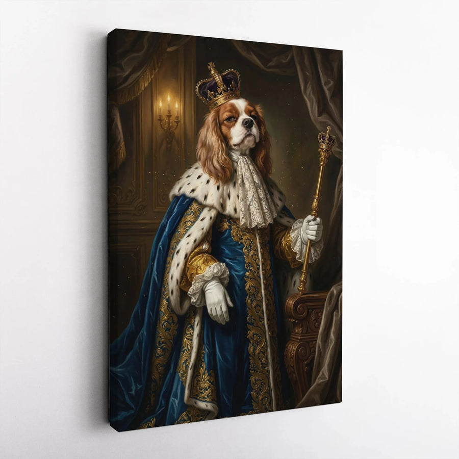 Cavalier King Charles Spaniel Canvas Wall Art | Regal King Dog Portrait | Premium Gallery Wrapped Canvas | Funny Home Decor Gift for Dog Lover