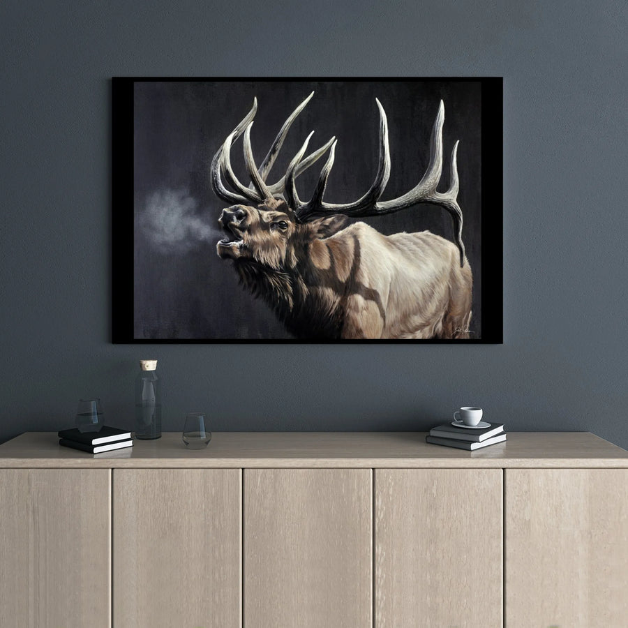 Bugling Bull Elk Canvas Wall Art | Majestic Wildlife Nature Print | Premium 1.25" Gallery Wrap | Rustic Mountain Home Decor Gift
