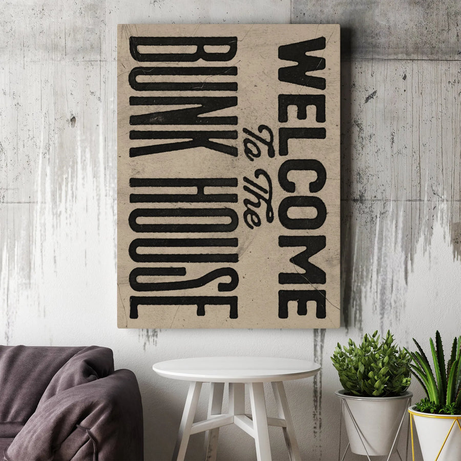 Welcome To The Bunk House Wall Art | Rustic Western Typography Print | Premium 1.25" Thick Gallery Canvas | Farmhouse Home Decor Gift