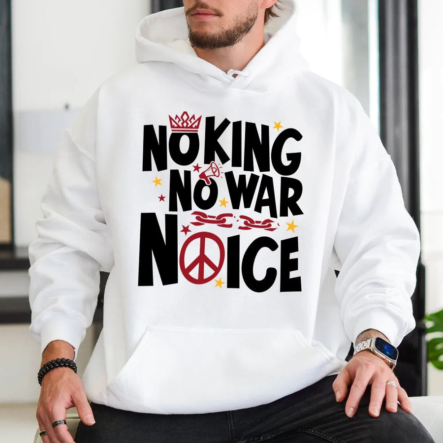 No Kings No Masters Hoodie | Anti War No ICE Protest Graphic | Premium Cotton Blend Sweatshirt | Political Activist Resistance Gift