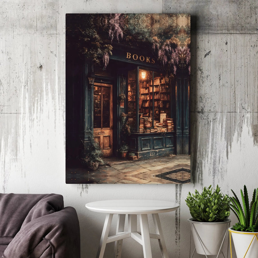 Vintage Bookstore Canvas Print | Dark Academia Aesthetic Wall Art | Premium Gallery Wrap Decor | Gift for Book Lovers and Readers