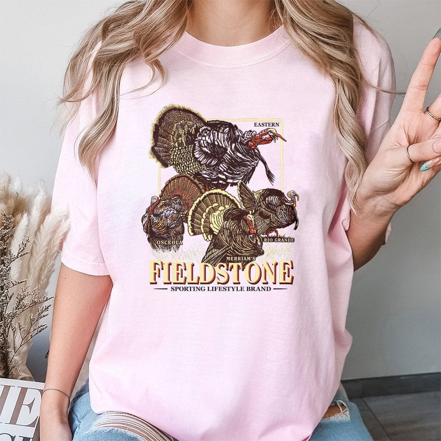 Wild Turkey Hunting T-Shirt | Fieldstone Sporting Lifestyle Graphic | 100% Premium Cotton Tee | Gift for Turkey Hunters and Outdoorsmen