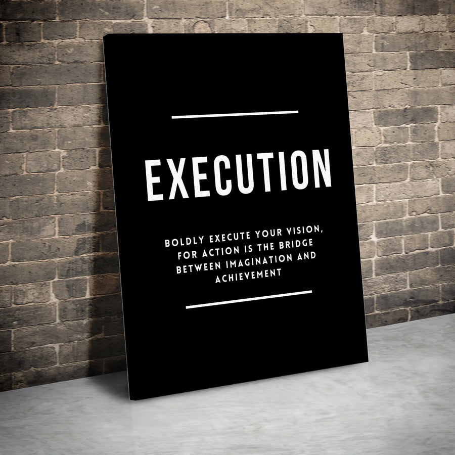 Execution Motivational Canvas Wall Art | Bold Quote Modern Typography | Premium Gallery-Wrapped Print | Office Decor for Entrepreneurs