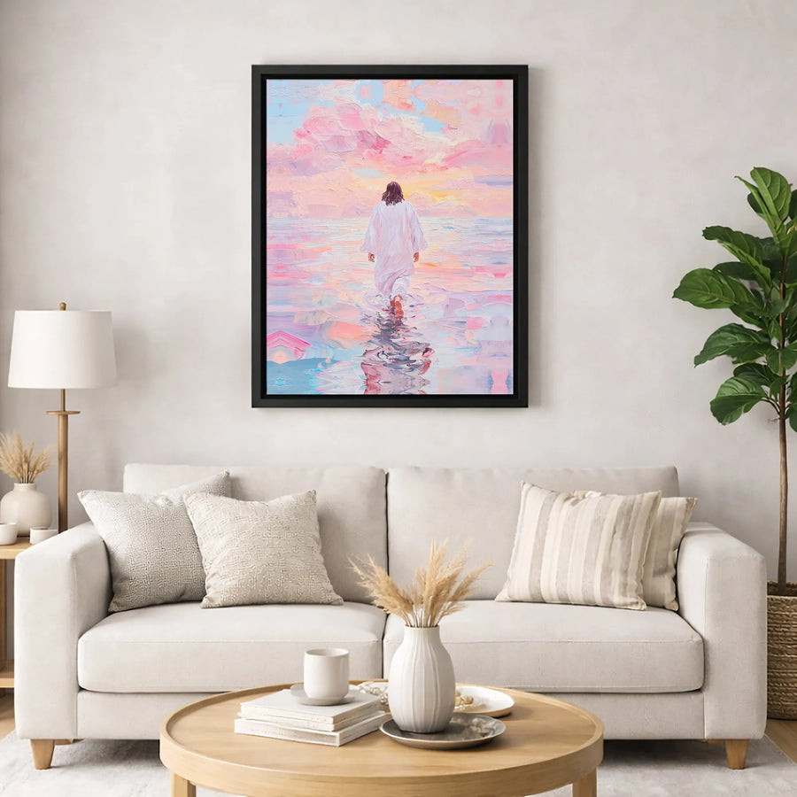 Jesus Walking On Water Canvas Wall Art | Impressionist Oil Painting Style | Premium Fade-Resistant Gallery Wrap | Christian Home Decor Gift