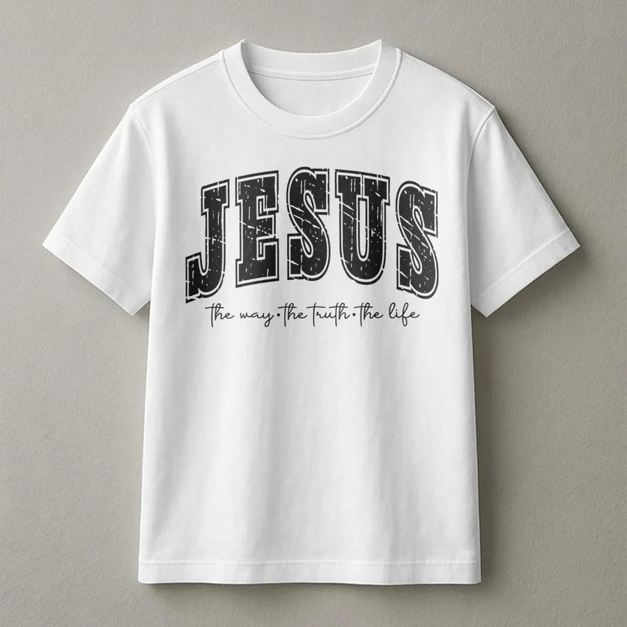Jesus The Way The Truth The Life T-Shirt | Distressed Graphic Faith Tee | Premium Soft Cotton | Christian Gift For Women And Men