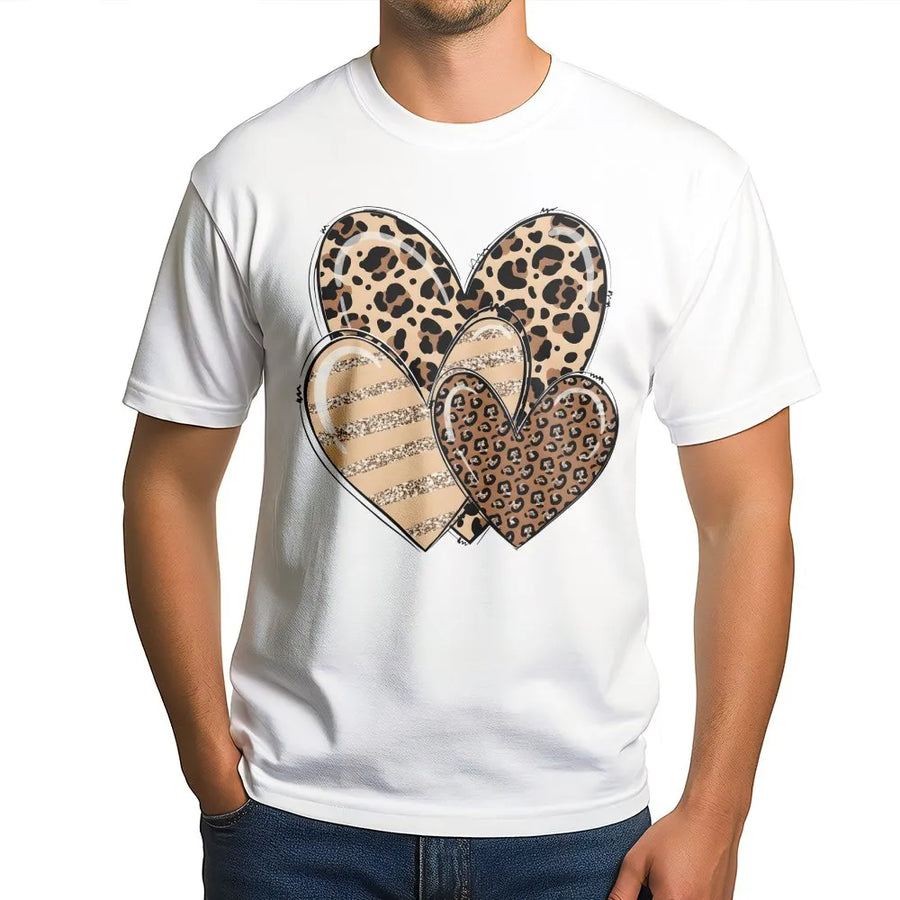Leopard Heart T-Shirt | Trendy Animal Print Graphic Love Design | 100% Cotton Premium Tee | Cute Valentine's Day Gift For Her