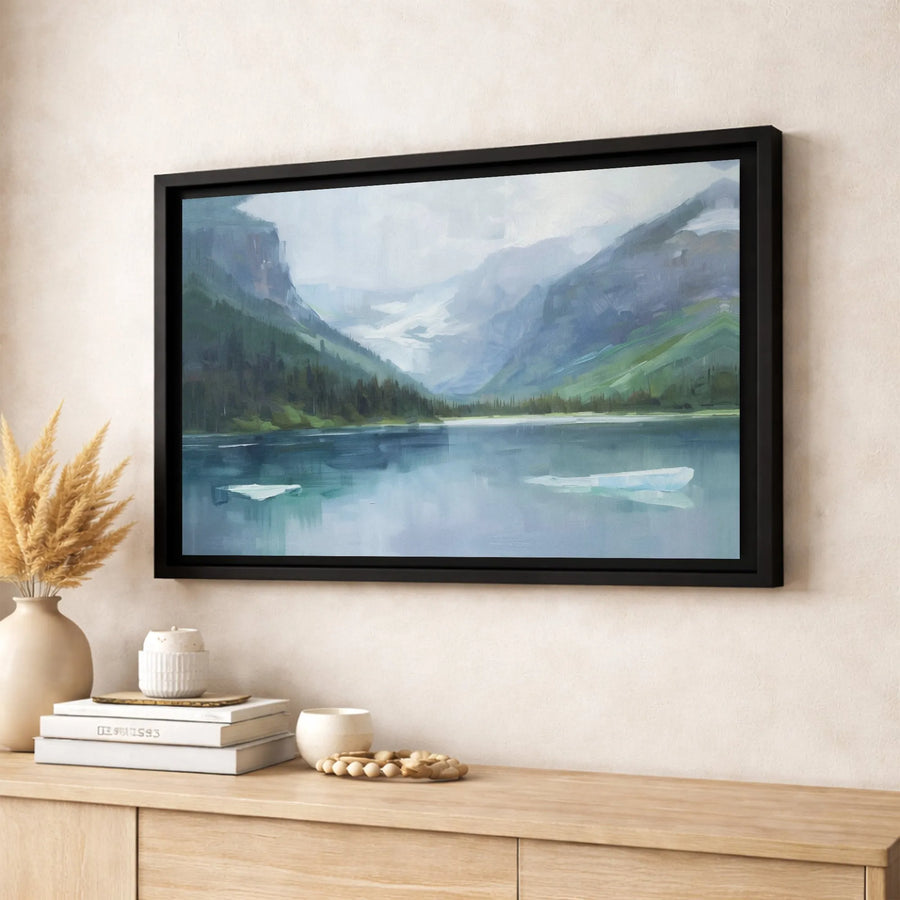 Mountain Landscape Canvas Wall Art | Impressionist Alpine Lake Nature Print | Gallery-Wrapped Premium Decor | Serene Scenery Gift for Home Office