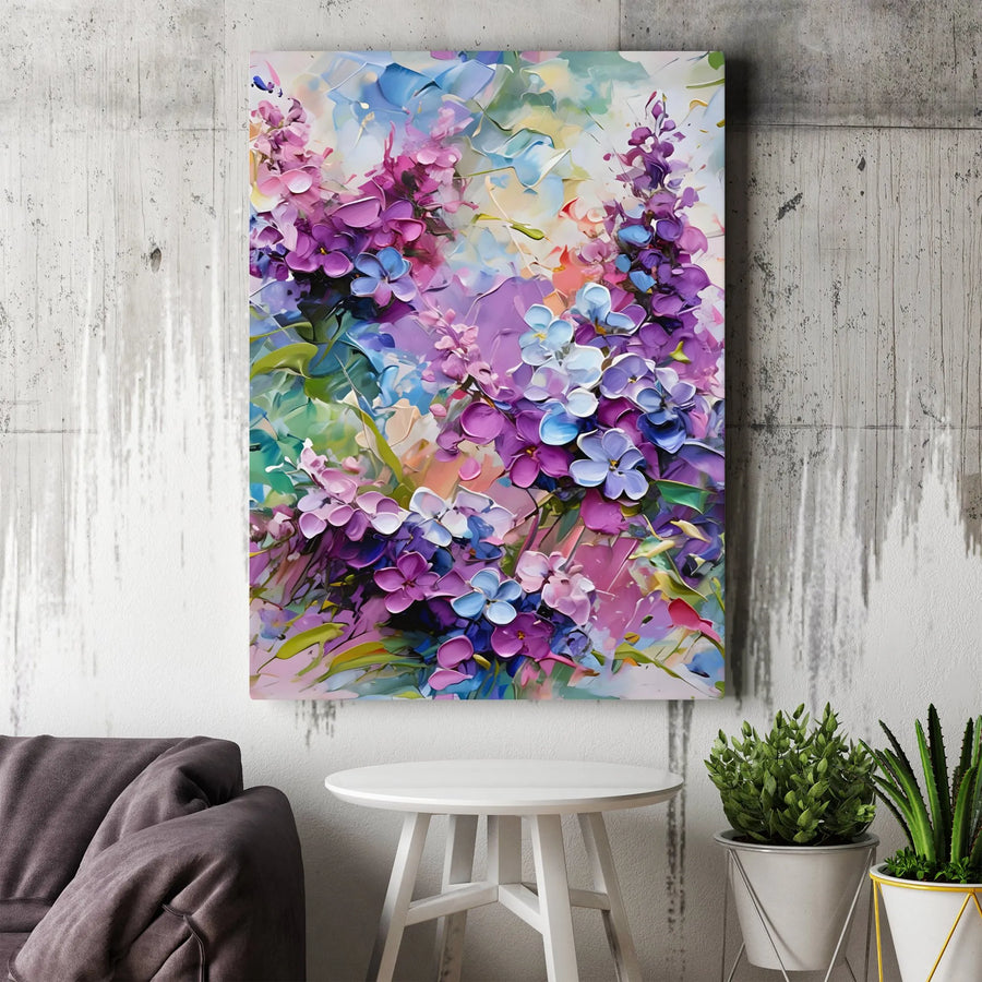 Abstract Floral Canvas Wall Art | Colorful Impasto Flower Painting Print | Premium Gallery Wrapped Canvas | Modern Living Room Decor Gift