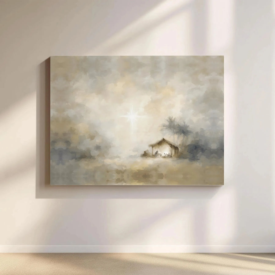 Nativity Scene Canvas Print | Star of Bethlehem Wall Art | Premium Gallery Wrap Decor | Christmas Religious Home Gift