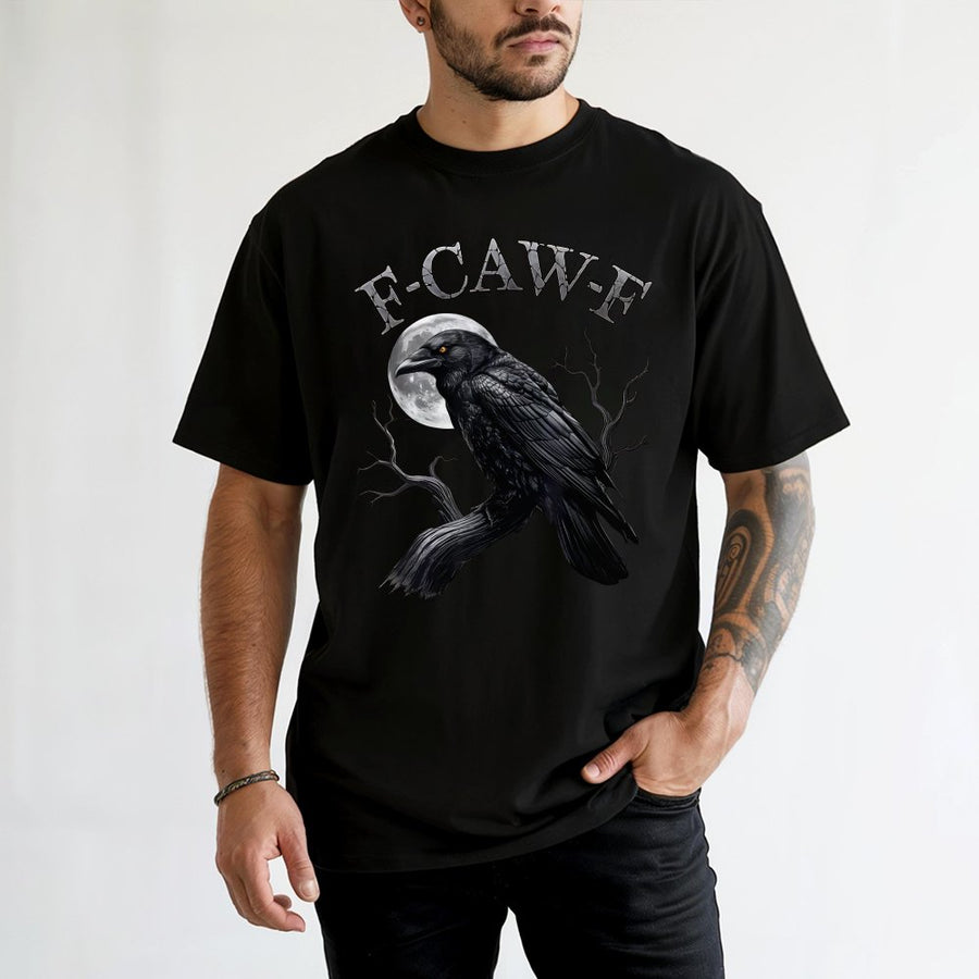 Gothic Crow Graphic T-Shirt | F-CAW-F Pun Design | Premium 100% Cotton Apparel | Dark Academia Witchy Gift For Bird Lovers