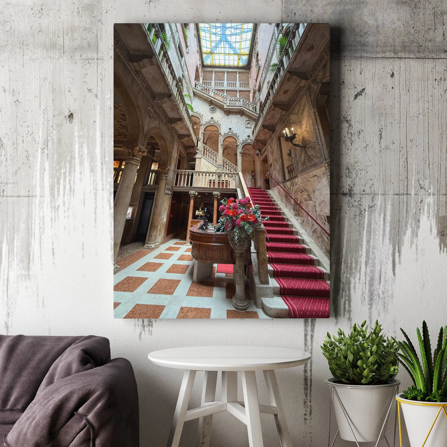 Venice Palazzo Interior Canvas Print | Ornate Staircase Architecture Art | Premium Gallery-Wrap Wall Decor | Elegant Home and Office Gift