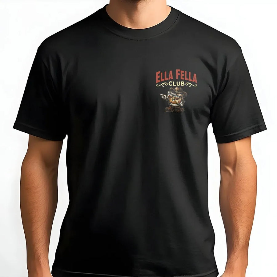 Ella Fella Club Shirt | Retro Western Whiskey Graphic Tee | Premium Cotton T-Shirt | Funny Southern Style Gift for Men and Women