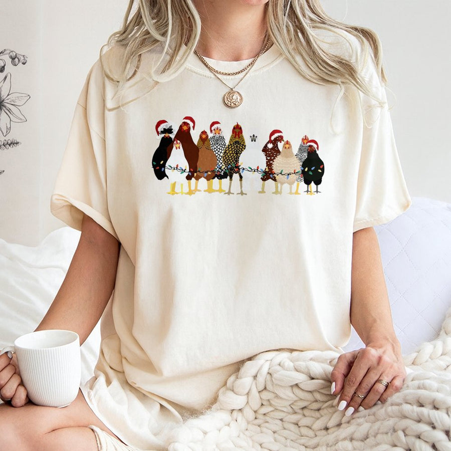 Christmas Chicken T-Shirt | Funny Holiday Poultry Graphic | Premium 100% Cotton Tee | Gift for Chicken Lovers, Farmers & Homesteaders