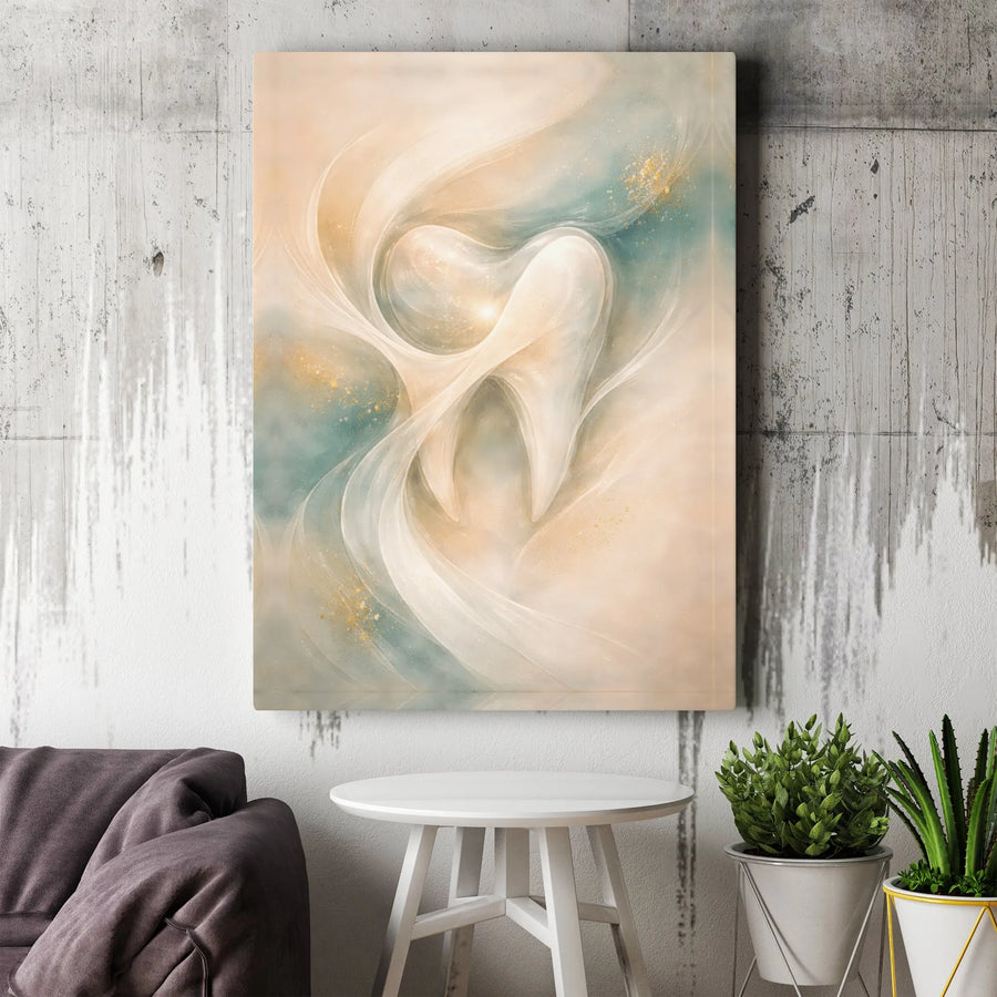 Dental Art Canvas Print | Abstract Molar Tooth Painting | Premium Gallery Wrapped Canvas | Dentist Office Decor Gift