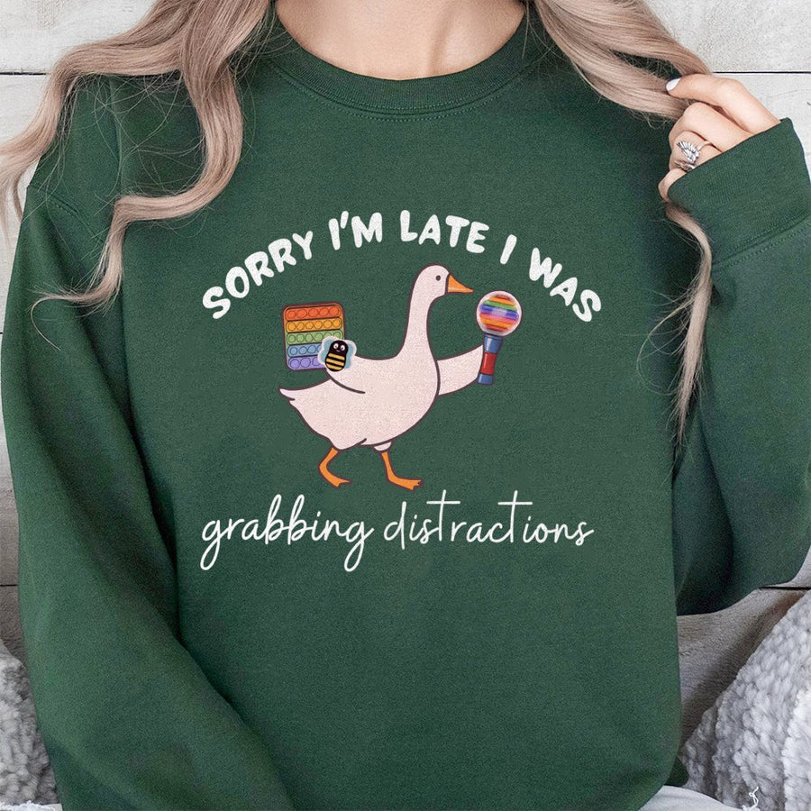 ABA Therapist Sweatshirt | Funny Goose Distraction Design | Premium Cotton Blend Crewneck | Gift for BCBA, RBT, and Autism Interventionists