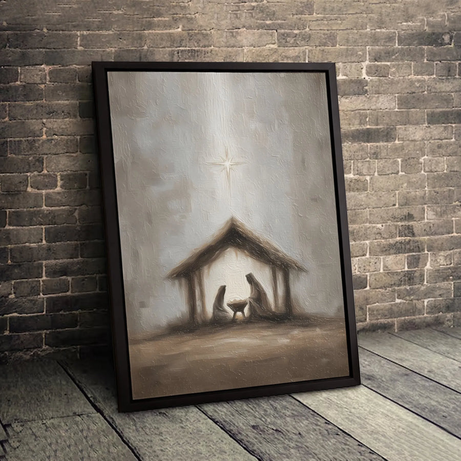 Nativity Scene Canvas Print | Impressionist Christian Wall Art | Premium 1.25 Inch Gallery Wrapped | Religious Christmas Gift For Home