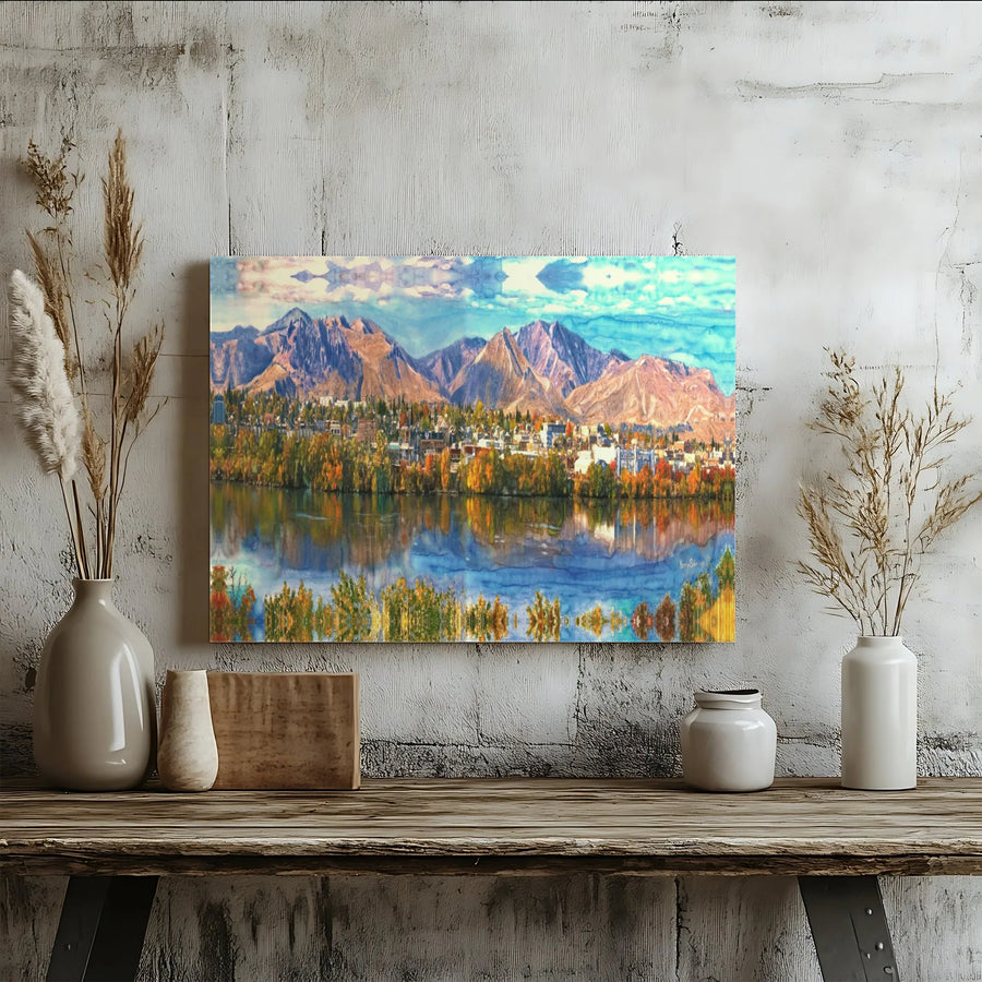 Wenatchee Washington Mountain Canvas Art | Autumn Foliage Landscape Print | 1.25-Inch Gallery Wrap | Home Office Decor Gift