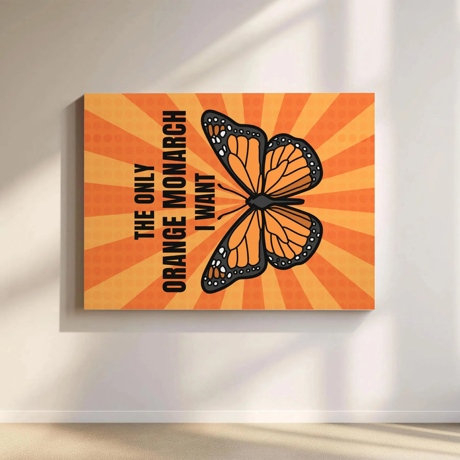 Monarch Butterfly Canvas Art | Retro Orange Sunburst Wall Decor | Premium 1.25 Inch Gallery Wrap | Unique Gift for Butterfly Lovers