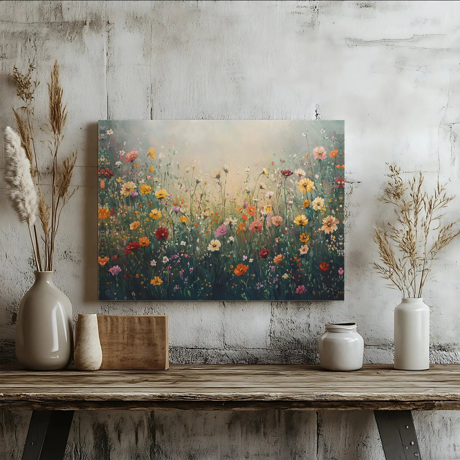 Wildflower Meadow Canvas Wall Art | Impressionist Floral Landscape Print | Premium 1.25" Gallery Wrap | Boho Home Decor Gift for Her