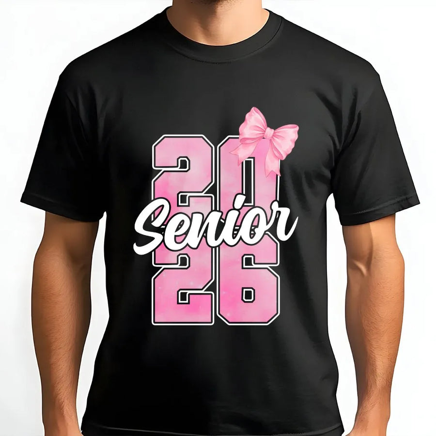 Senior 2026 T-Shirt | Pink Bow Graphic Aesthetic | Premium Cotton Tee | Cute High School Graduation Gift For Girls