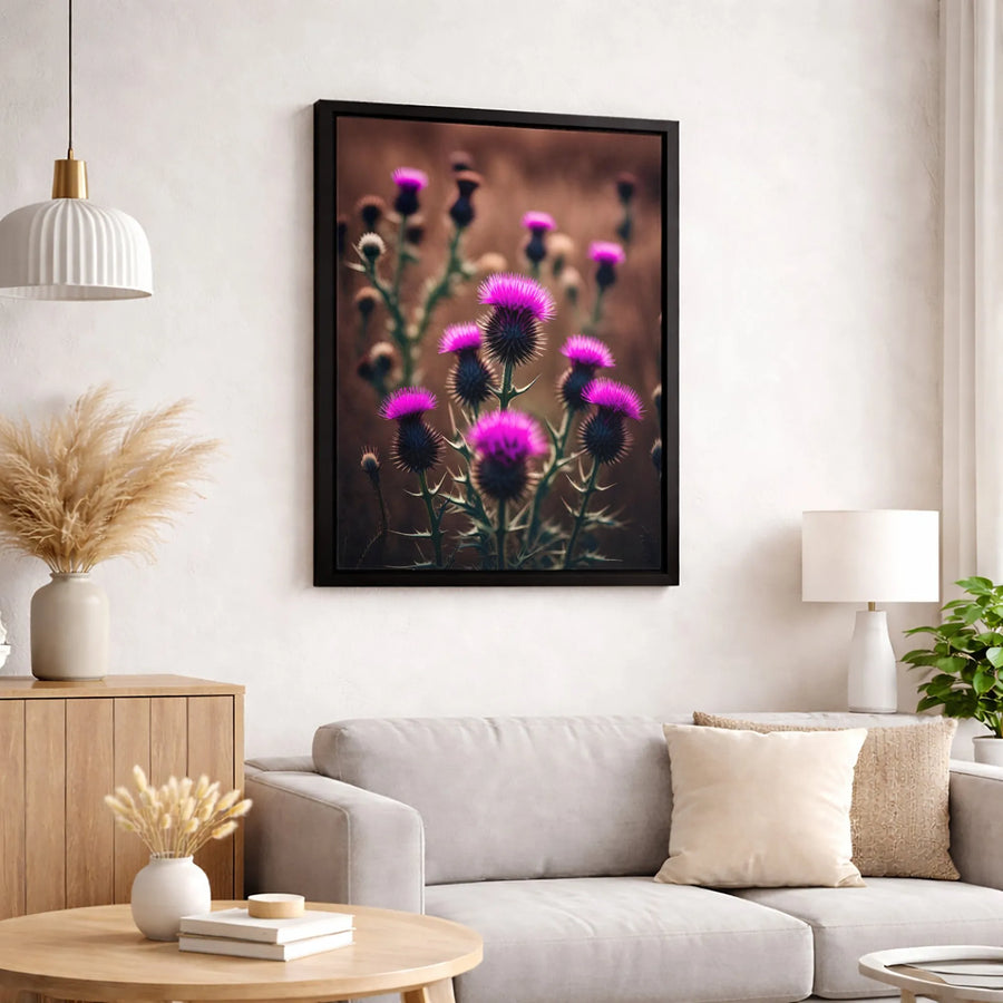 Scottish Thistle Wall Art | Vibrant Purple Wildflower Nature Print | Premium 1.25-inch Gallery Canvas | Botanical Home Decor Gift for Plant Lovers