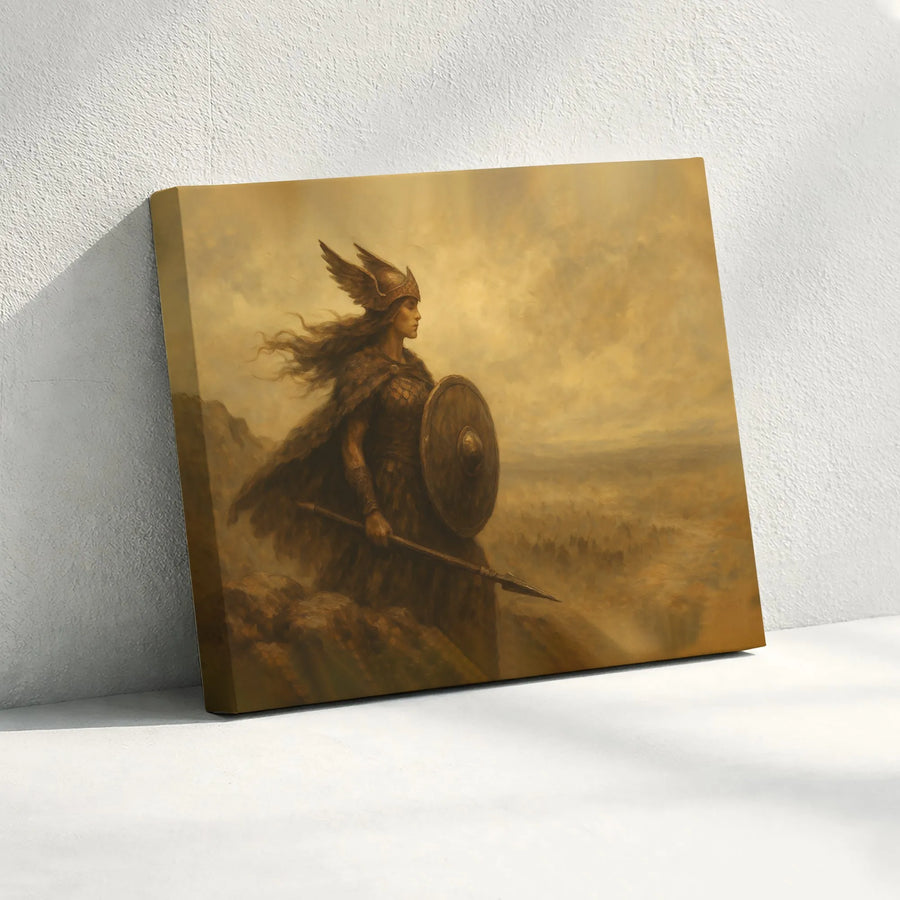 Valkyrie Canvas Wall Art | Norse Mythology Warrior Woman | Premium Gallery Wrap Print | Viking Decor Gift for History Lovers