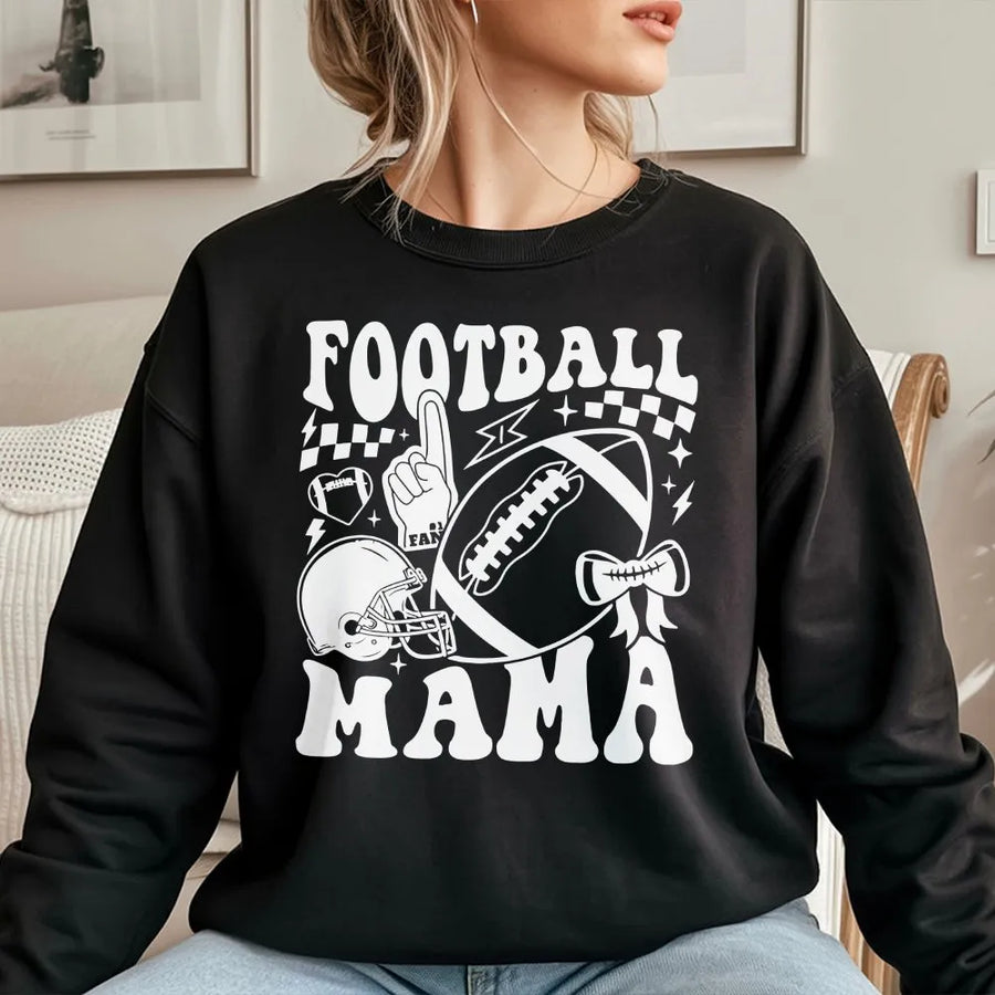 Football Mama Sweatshirt | Funny Retro Game Day Graphic Pullover | Cozy Cotton Blend | Premium Gift for Football Moms