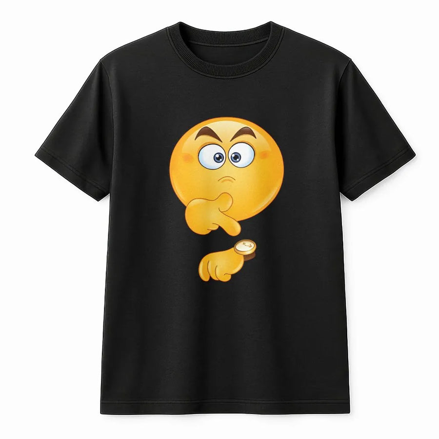 Thinking Smiley Face T-Shirt | Funny Waiting Emoji Graphic Tee | 100% Cotton Premium Quality | Gift for Meme Lovers and Casual Wearers
