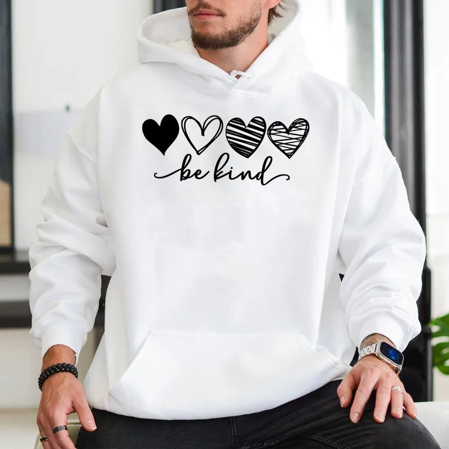 Be Kind Hoodie | Inspirational Quote Graphic Pullover | Premium Cotton-Poly Blend | Unisex Gift for Kindness and Positivity