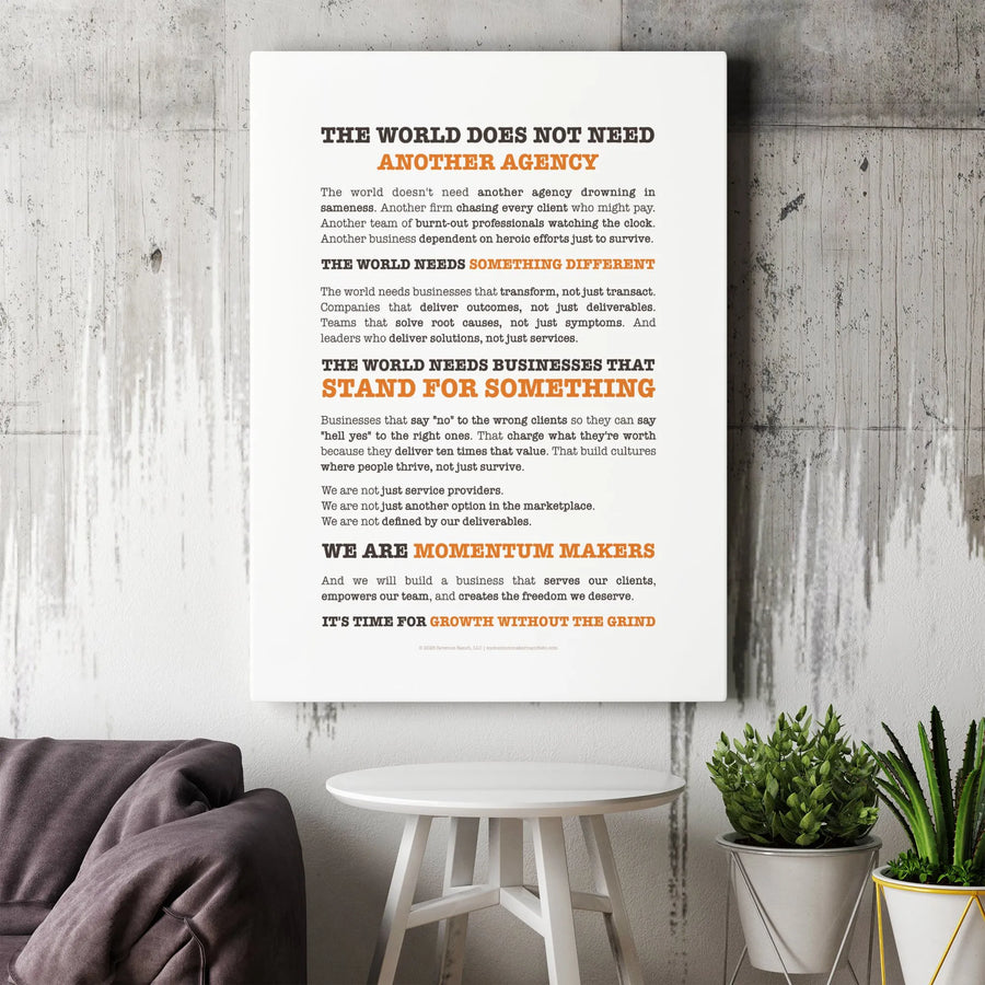 Motivational Office Wall Art | Momentum Makers Business Manifesto | Premium Gallery Wrapped Canvas | Entrepreneur Gift for Small Business Owners