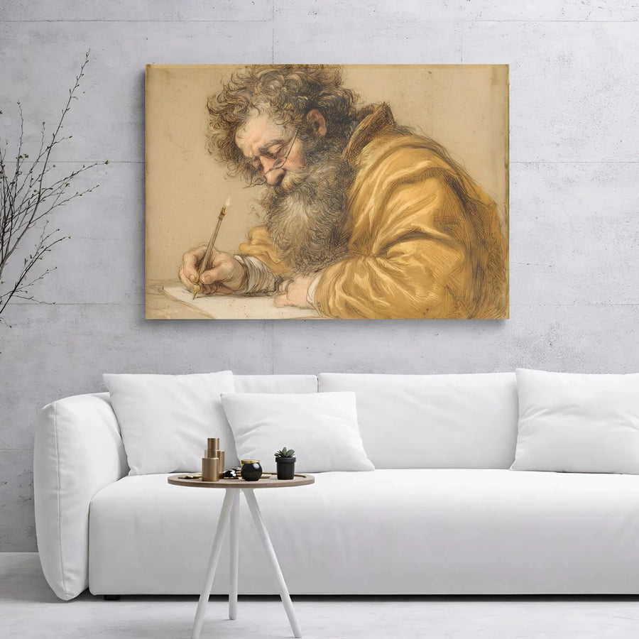 St. Jerome Writing by Guercino Canvas Wall Art | Classical Baroque Masterpiece Reproduction | Gallery Wrapped 1.25" Premium Print | Sophisticated Home Office Decor