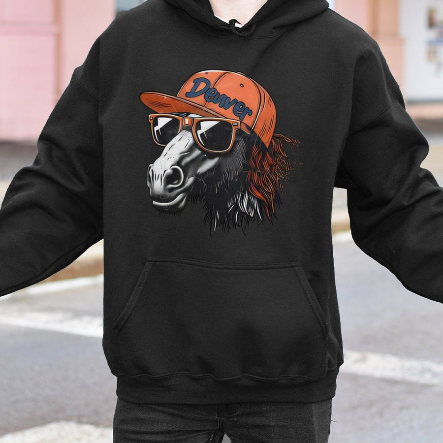 Denver Broncos Horse With Sunglasses And Cap Hoodie
