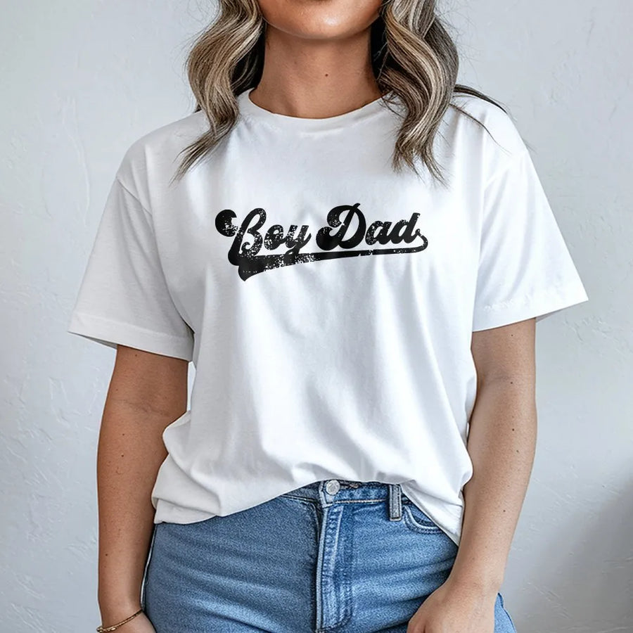 Boy Dad T-Shirt | Retro Script Distressed Graphic | Premium Cotton-Blend Sweatshirt | Gift for New Dad, Father's Day