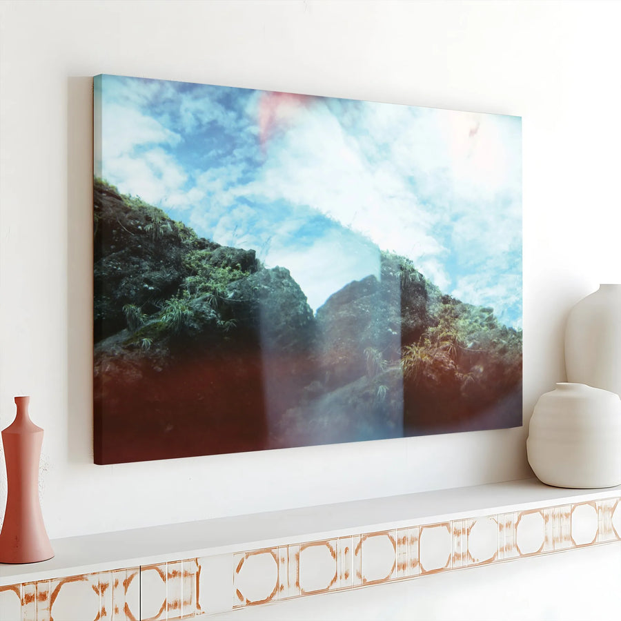 Mountain Landscape Canvas Print | Ethereal Rocky Cliff Photo | Premium Gallery Wrapped Canvas | Modern Living Room Wall Decor