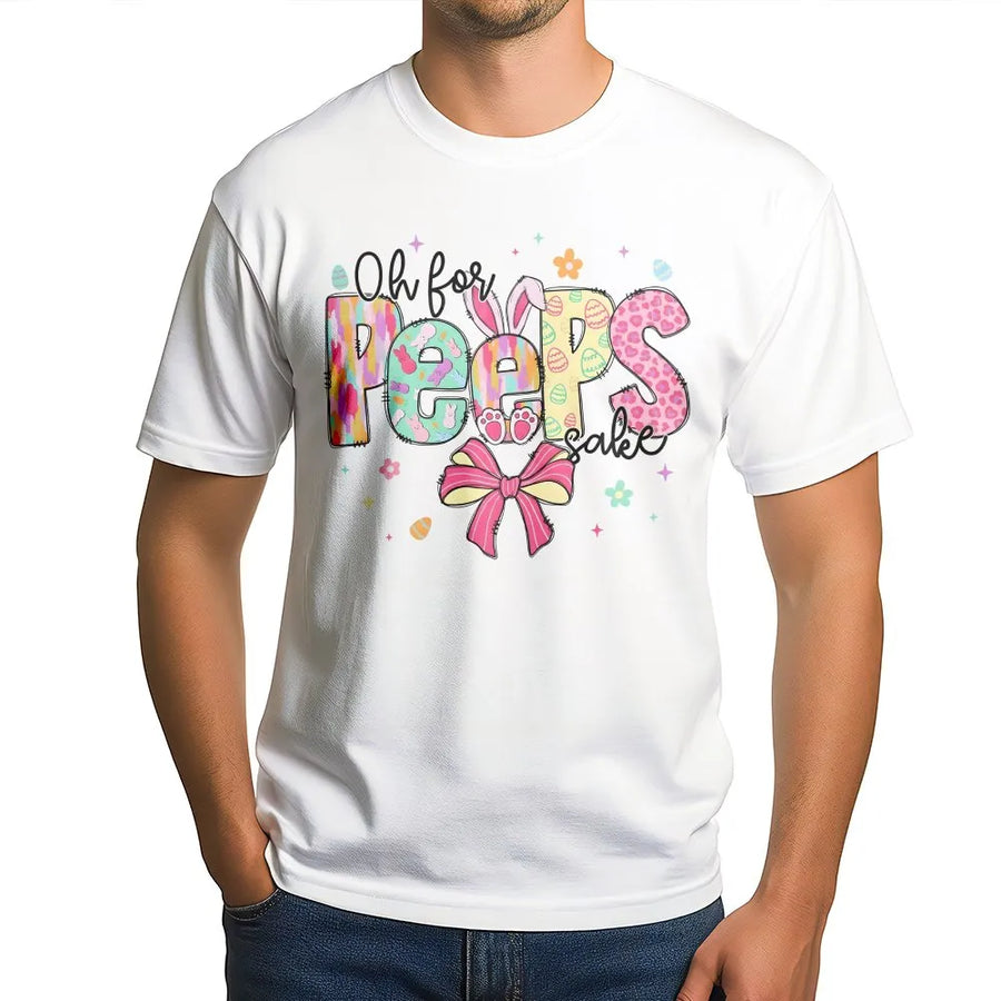 Oh For Peeps Sake T-Shirt | Cute Easter Bunny Graphic Tee | Premium Cotton Soft Print | Funny Spring Holiday Gift For Women And Kids