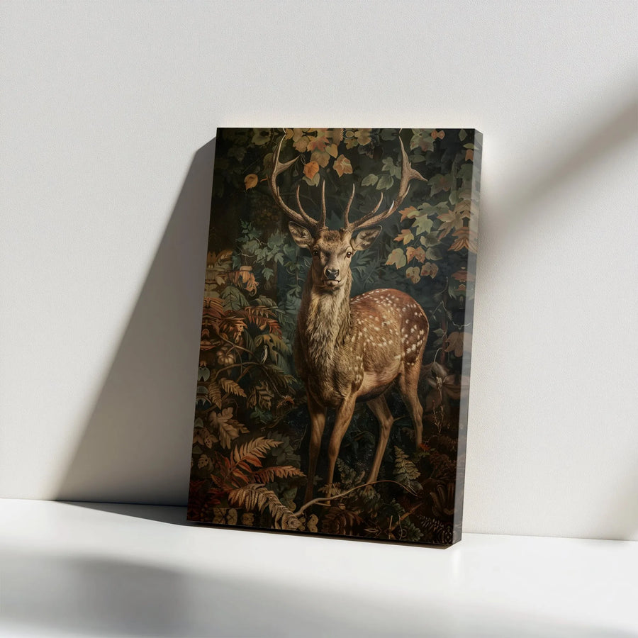 Deer Canvas Wall Art | Vintage Woodland Stag Portrait | Premium Gallery Canvas | Rustic Cabin Decor Gift