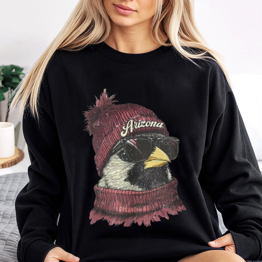 Arizona Cardinal Bird In Beanie And Sunglasses Sweatshirt