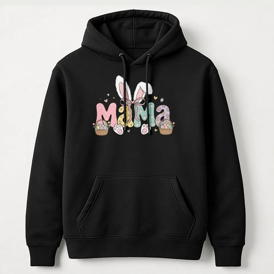 Easter Mama Hoodie | Cute Bunny Ears Pastel Graphic | Cotton Blend Premium Sweatshirt | Gift for Mom Easter Outfit