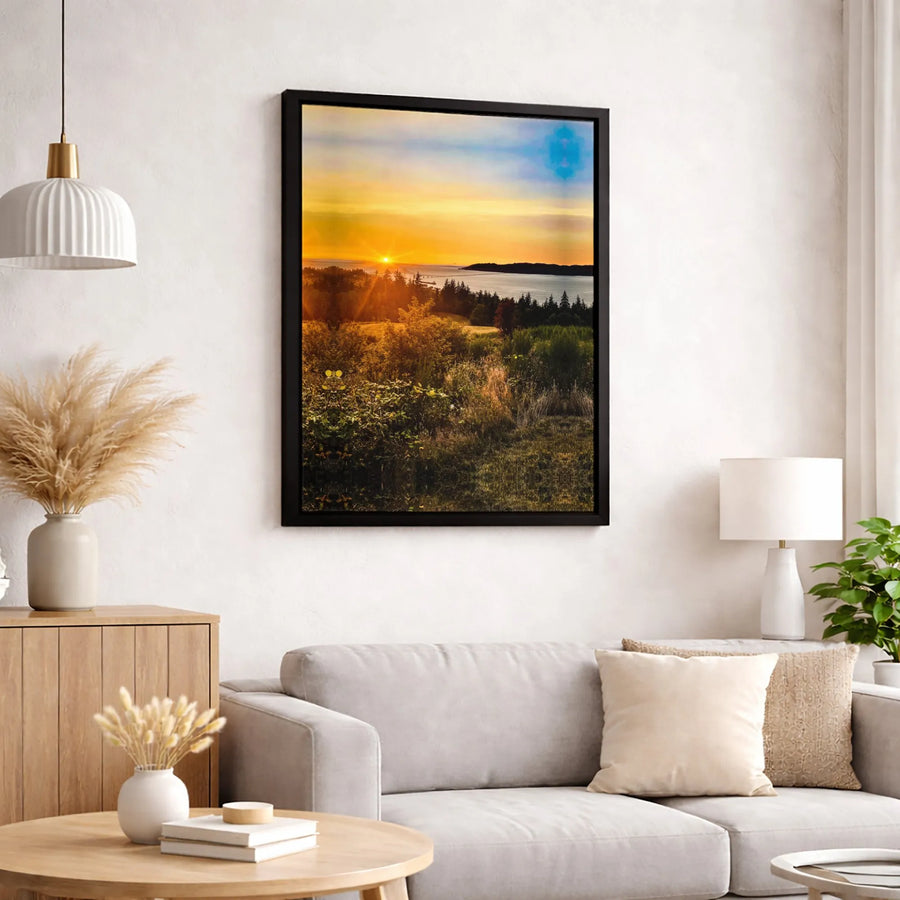Coastal Sunset Canvas Wall Art | Golden Hour Forest Landscape Print | 1.25" Premium Gallery Profile | Modern Nature Decor for Living Room