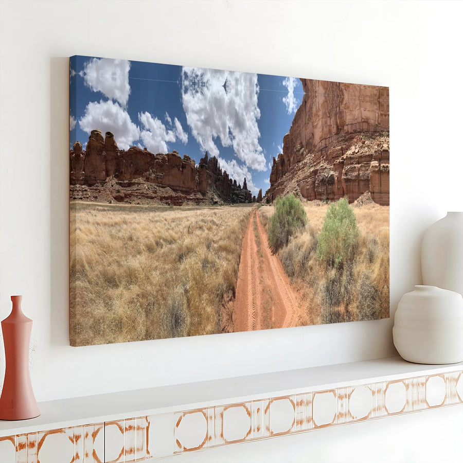 Desert Canyon Canvas Print | Panoramic Red Rock Landscape | Premium Stretched Gallery Wrap | Southwestern Home Decor for Nature Lovers