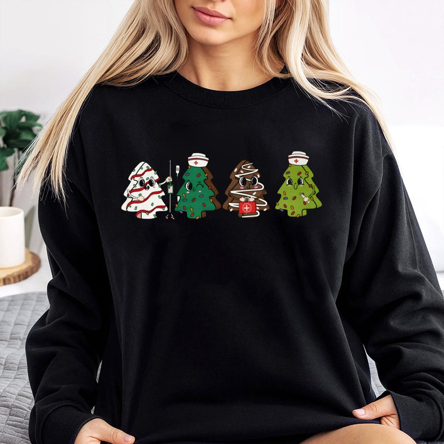 Christmas Nurse Sweatshirt | Cute Festive Medical Tree Graphic | Soft Cotton Blend Crewneck | Holiday Gift For Nurses And Nursing Students