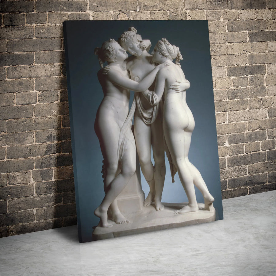 The Three Graces Canvas Wall Art | Antonio Canova Neoclassical Masterpiece | Premium Gallery Wrapped Print | Classic Art Gift for Home Office