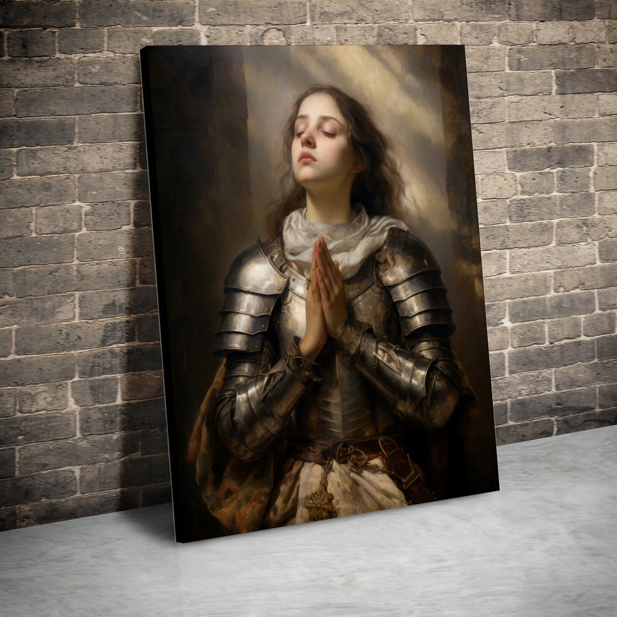 Female Knight Prayer Canvas Print | Renaissance Style Female Warrior | Premium 1.25" Thick Gallery Canvas | Christian & Fantasy Art Collector's Gift